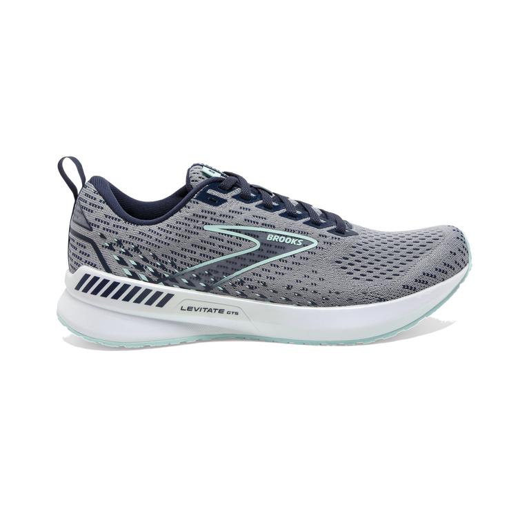 Brooks Levitate GTS 5 Springy Road Running Shoes - Women's - Grey/Peacoat/Blue Light (09265-MJWU)